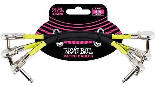 Ernie Ball 6059 Набор из 3-х инструментальных кабелей с угловыми джеками.